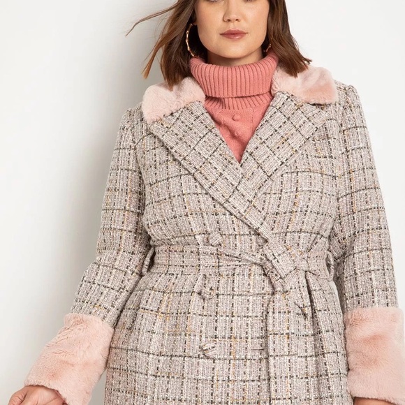 ELOQUII pink tweed coat - Picture 3 of 5